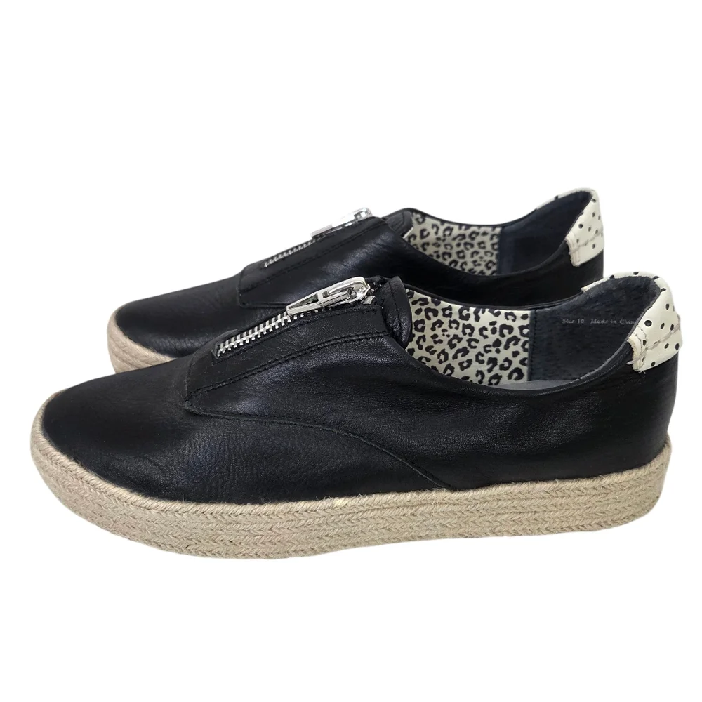 Dolce Vita Leather Espadrille Sneakers Zipper NEW Womens 10 Black